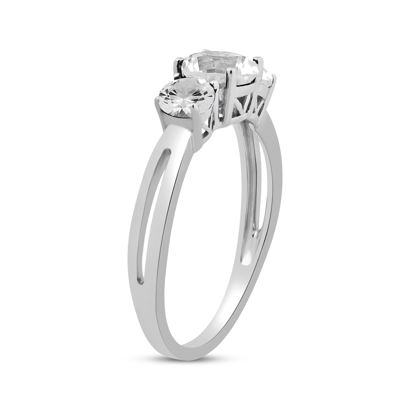 White Lab-Created Sapphire Three-Stone Ring Sterling Silver