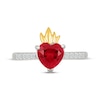 Thumbnail Image 4 of Heart-Shaped Lab-Created Ruby & White Lab-Created Sapphire Flame Ring Sterling Silver & 10K Yellow Gold