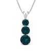 Thumbnail Image 1 of Lab-Created Emerald Graduated Three-Stone Necklace Sterling Silver 18&quot;