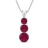 Thumbnail Image 1 of Lab-Created Ruby Graduated Three-Stone Necklace Sterling Silver 18&quot;