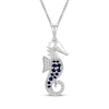 Thumbnail Image 1 of Blue & White Lab-Created Sapphire Seahorse Necklace Sterling Silver 18&quot;