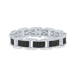 Men's Black Diamond Bracelet 6-5/8 ct tw Sterling Silver 8.5&quot;