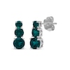 Thumbnail Image 0 of Lab-Created Emerald Graduated Three-Stone Earrings Sterling Silver