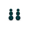 Thumbnail Image 1 of Lab-Created Emerald Graduated Three-Stone Earrings Sterling Silver