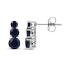 Thumbnail Image 2 of Blue Lab-Created Sapphire Graduated Three-Stone Earrings Sterling Silver