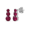Thumbnail Image 0 of Lab-Created Ruby Graduated Three-Stone Earrings Sterling Silver