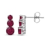 Thumbnail Image 2 of Lab-Created Ruby Graduated Three-Stone Earrings Sterling Silver