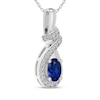 Thumbnail Image 2 of Oval-Cut Blue Lab-Created Sapphire & White Lab-Created Sapphire Swirl Necklace Sterling Silver 18&quot;