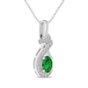 Thumbnail Image 2 of Oval-Cut Lab-Created Emerald & White Lab-Created Sapphire Swirl Necklace Sterling Silver 18&quot;