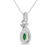 Thumbnail Image 3 of Oval-Cut Lab-Created Emerald & White Lab-Created Sapphire Swirl Necklace Sterling Silver 18&quot;