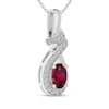 Thumbnail Image 2 of Oval-Cut Lab-Created Ruby & White Lab-Created Sapphire Swirl Necklace Sterling Silver 18&quot;