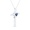 Thumbnail Image 1 of Heart-Shaped Blue Lab-Created Sapphire & White Lab-Created Sapphire Cross Necklace Sterling Silver 18"