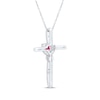 Thumbnail Image 3 of Heart-Shaped Lab-Created Ruby & White Lab-Created Sapphire Cross Necklace Sterling Silver 18&quot;