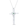 Thumbnail Image 3 of Heart-Shaped Lab-Created Emerald & White Lab-Created Sapphire Cross Necklace Sterling Silver 18&quot;