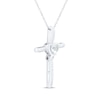 Thumbnail Image 2 of Heart-Shaped White Lab-Created Sapphire Cross Necklace Sterling Silver 18&quot;