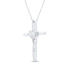 Thumbnail Image 3 of Heart-Shaped White Lab-Created Sapphire Cross Necklace Sterling Silver 18&quot;