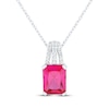 Thumbnail Image 1 of Emerald-Cut Lab-Created Ruby & White Lab-Created Sapphire Necklace Sterling Silver 18&quot;