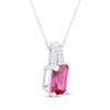 Thumbnail Image 2 of Emerald-Cut Lab-Created Ruby & White Lab-Created Sapphire Necklace Sterling Silver 18&quot;