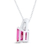 Thumbnail Image 3 of Emerald-Cut Lab-Created Ruby & White Lab-Created Sapphire Necklace Sterling Silver 18&quot;