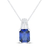 Thumbnail Image 1 of Emerald-Cut Blue Lab-Created Sapphire & White Lab-Created Sapphire Necklace Sterling Silver 18&quot;