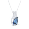 Thumbnail Image 2 of Emerald-Cut Blue Lab-Created Sapphire & White Lab-Created Sapphire Necklace Sterling Silver 18&quot;