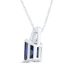 Thumbnail Image 3 of Emerald-Cut Blue Lab-Created Sapphire & White Lab-Created Sapphire Necklace Sterling Silver 18&quot;