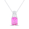 Thumbnail Image 1 of Emerald-Cut Pink Lab-Created Sapphire & White Lab-Created Sapphire Necklace Sterling Silver 18&quot;