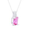 Thumbnail Image 2 of Emerald-Cut Pink Lab-Created Sapphire & White Lab-Created Sapphire Necklace Sterling Silver 18&quot;