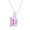 Thumbnail Image 3 of Emerald-Cut Pink Lab-Created Sapphire & White Lab-Created Sapphire Necklace Sterling Silver 18&quot;