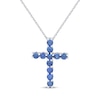 Thumbnail Image 1 of Blue Lab-Created Sapphire Cross Necklace Sterling Silver 18&quot;