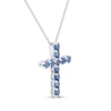 Thumbnail Image 2 of Blue Lab-Created Sapphire Cross Necklace Sterling Silver 18&quot;