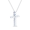 Thumbnail Image 3 of Blue Lab-Created Sapphire Cross Necklace Sterling Silver 18&quot;