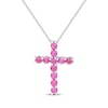 Thumbnail Image 1 of Lab-Created Ruby Cross Necklace Sterling Silver 18&quot;