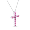 Thumbnail Image 2 of Lab-Created Ruby Cross Necklace Sterling Silver 18&quot;