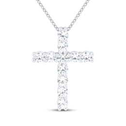 White Lab-Created Sapphire Cross Necklace Sterling Silver 18&quot;