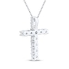 Thumbnail Image 3 of White Lab-Created Sapphire Cross Necklace Sterling Silver 18&quot;