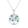 Thumbnail Image 1 of White Lab-Created Sapphire & Lab-Created Emerald Tree of Life Necklace Sterling Silver 18&quot;