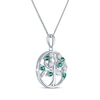 Thumbnail Image 2 of White Lab-Created Sapphire & Lab-Created Emerald Tree of Life Necklace Sterling Silver 18&quot;