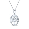 Thumbnail Image 3 of White Lab-Created Sapphire & Lab-Created Emerald Tree of Life Necklace Sterling Silver 18&quot;