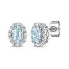 Thumbnail Image 1 of Oval-Cut Aquamarine & Diamond Stud Earrings 1/10 ct tw 14K White Gold