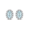 Thumbnail Image 2 of Oval-Cut Aquamarine & Diamond Stud Earrings 1/10 ct tw 14K White Gold