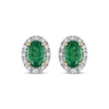 Thumbnail Image 2 of Oval-Cut Natural Emerald & Diamond Stud Earrings 1/10 ct tw 14K Yellow Gold