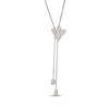 Thumbnail Image 2 of White Lab-Created Sapphire Bumble Bee Lariat Bolo Necklace 28&quot;