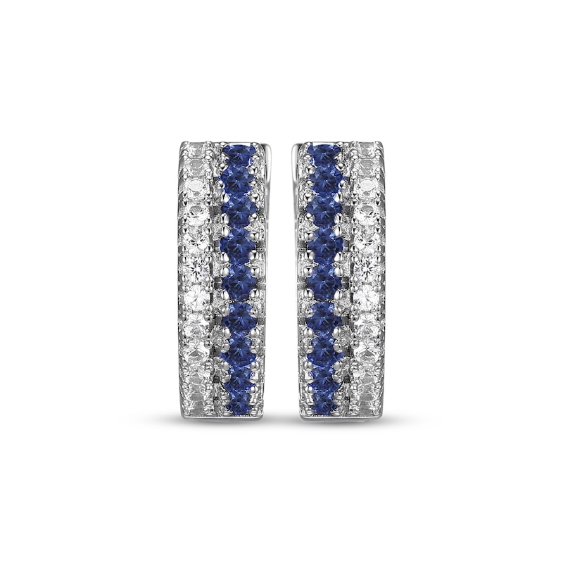 Blue & White Lab-Created Sapphire Huggie Hoop Earrings Sterling Silver