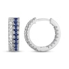 Thumbnail Image 2 of Blue & White Lab-Created Sapphire Huggie Hoop Earrings Sterling Silver
