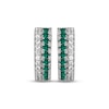 Thumbnail Image 1 of Lab-Created Emerald & White Lab-Created Sapphire Huggie Hoop Earrings Sterling Silver