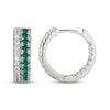 Thumbnail Image 2 of Lab-Created Emerald & White Lab-Created Sapphire Huggie Hoop Earrings Sterling Silver