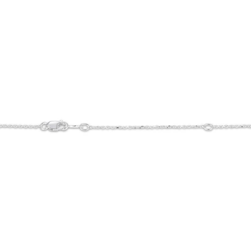 Main Image 4 of Emerald-Cut Lab-Created Emerald & Square-Cut White Lab-Created Sapphire Necklace Sterling Silver 18&quot;