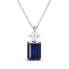 Thumbnail Image 1 of Emerald-Cut Blue Lab-Created Sapphire & Square-Cut White Lab-Created Sapphire Necklace Sterling Silver 18&quot;