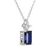 Thumbnail Image 2 of Emerald-Cut Blue Lab-Created Sapphire & Square-Cut White Lab-Created Sapphire Necklace Sterling Silver 18&quot;